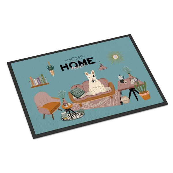 Carolines Treasures 24 x 36 in. White Bull Terrier Sweet Home Indoor or Outdoor Mat CK7983JMAT - main